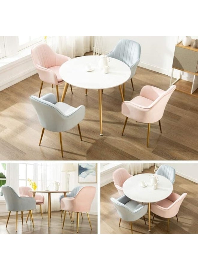 Luxury Luxe Modern Velvet Dining Chairs Set of 4 – Ergonomic Padded Kitchen Chairs with Metal Legs, Armrests & Backrest, Pink Accent Chairs for Living Room & Dining Room (Blue) - Image 5